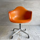 ハーマンミラー Herman Miller アームシェルチェア セカンド 2nd ビンテージ ナウガレザー オレンジ FRP パーチメント コントラクトキャスターベース イームズ ミッドセンチュリー ♪