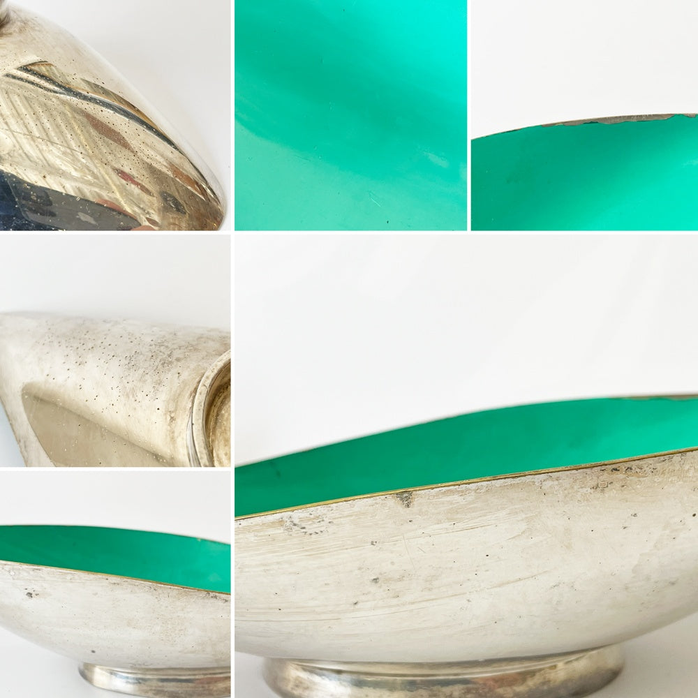 リード＆バートン Reed & Barton シルバープレート リーフボウル グリーン エナメル ミッドセンチュリー USビンテージ ★