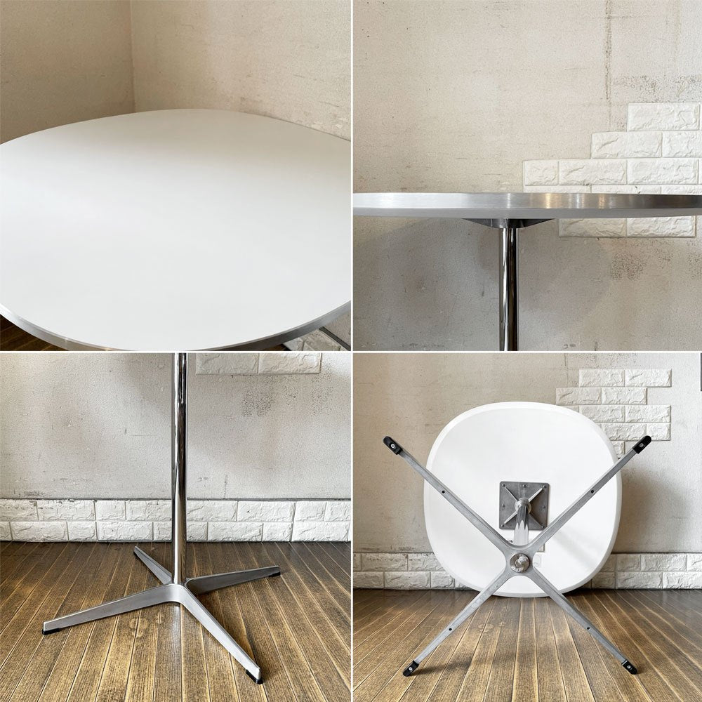 フリッツハンセン Fritz Hansen スーパー円テーブル Aテーブル SUPERCIRCULAR Table  A602 カフェテーブル W75cm ホワイトメラミン ピート・ハイン アルネ・ヤコブセン 定価￥261,800- ◎