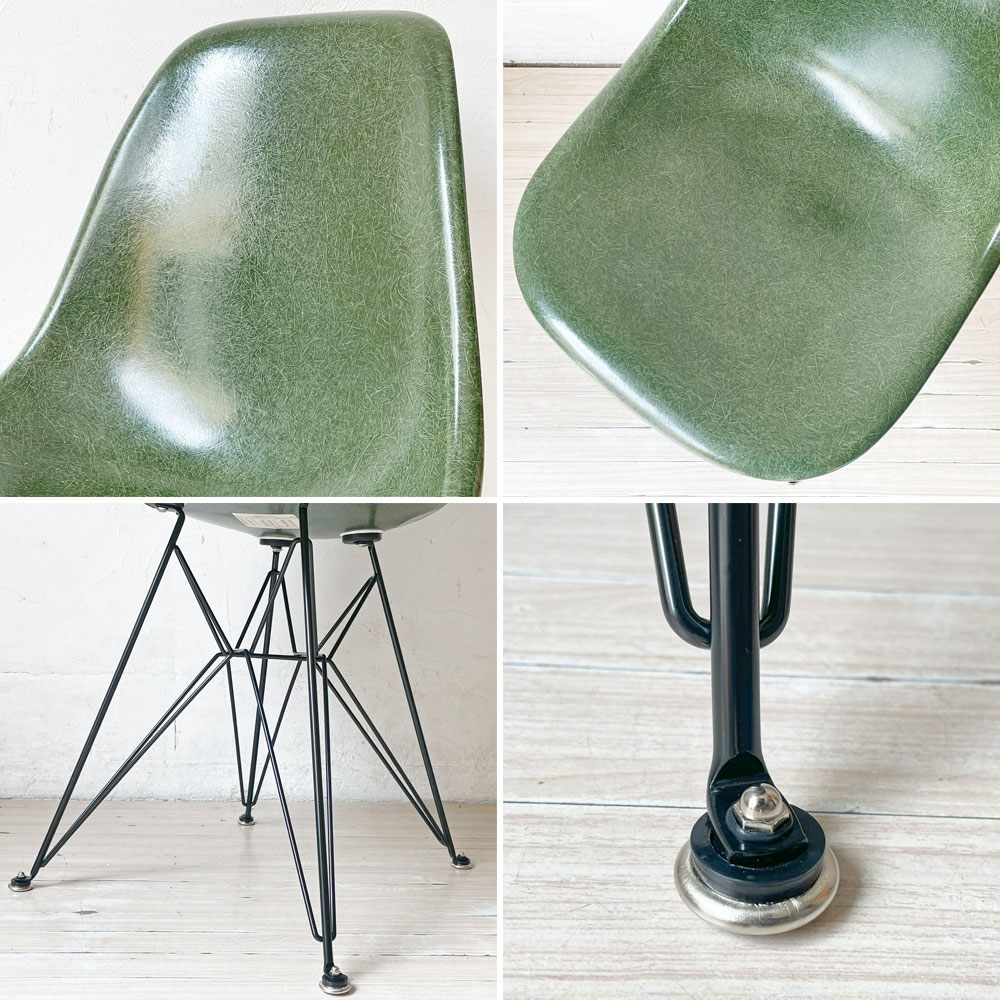 ハーマンミラー Herman Miller 2nd ビンテージ サイドシェルチェア FRP製 オリーブグリーン エッフェルベース C&R イームズ ミッドセンチュリー ★