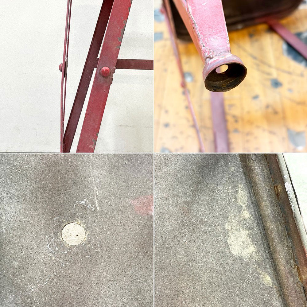 ビンテージ vintage ファクトリースツール スチール ペインテッド スタッキングスツール レッド シャビーシック 店舗什器 A ●