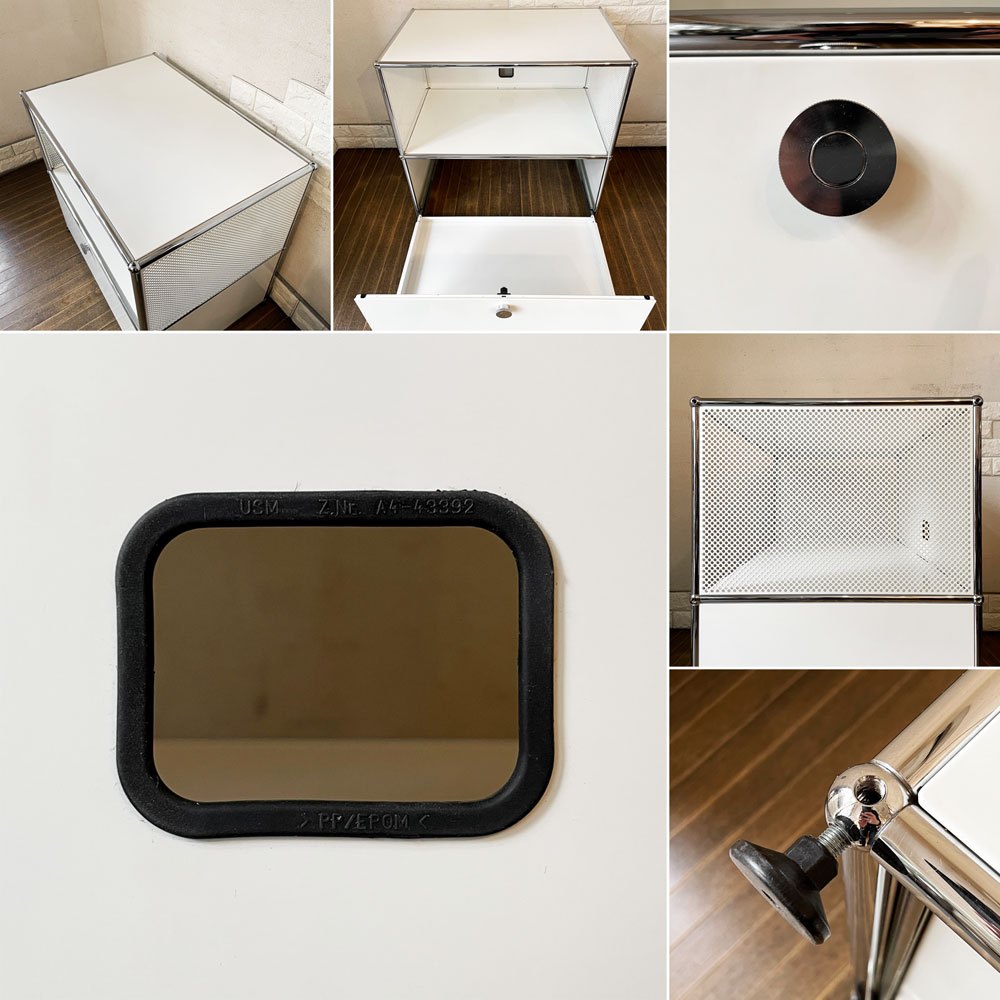 ユーエスエムハラー USM Haller モジュラーファニチャー ハラーシステム キャビネット 1列2段 ピュアホワイト エクステンションドア×1 スイス 参考価格約18万円 ◎