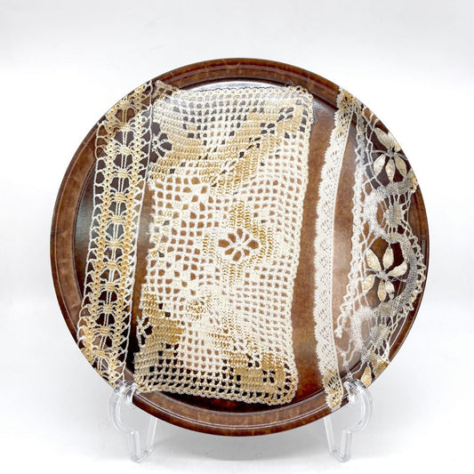 フレデリックモレル FREDERIQUE MORREL トレイ 刺繍 1点物 RE-BIRTH ハンドクラフト 29Φ フランス ●