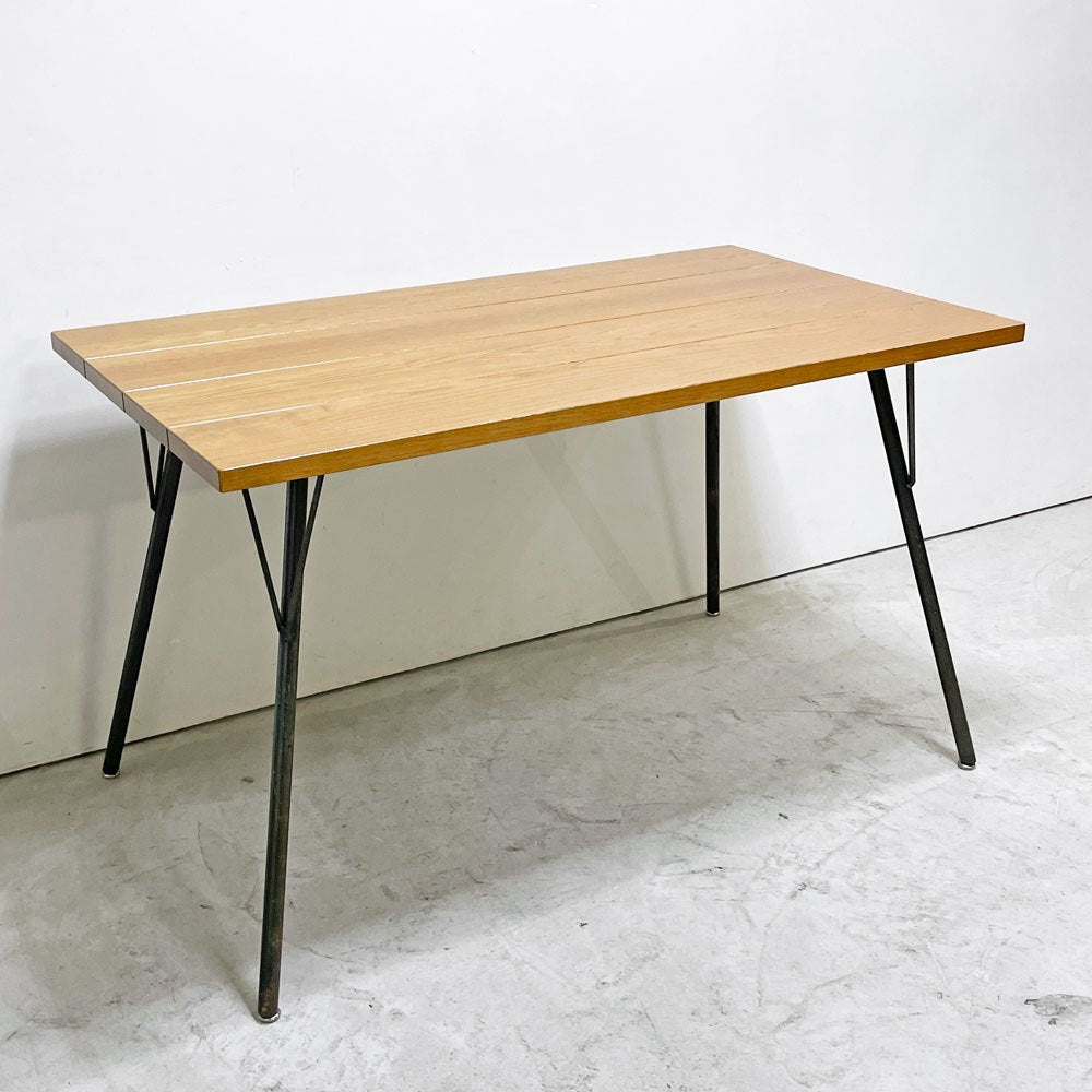 ジャーナルスタンダードファニチャー j.s.F サンク SENS ダイニングテーブル W120cm オーク無垢材 スチール脚 インダストリアル 廃番 ●