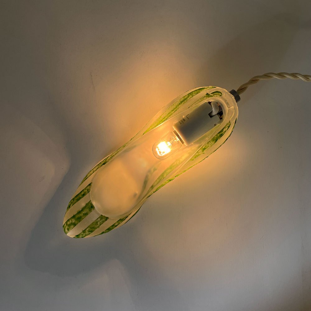マウントハリ Mt.hari シンデレラシューズランプ CINDERELLA SHOES LAMP スタンドタイプ ガラステーブルライト stripe green 定価￥132,000- ◎