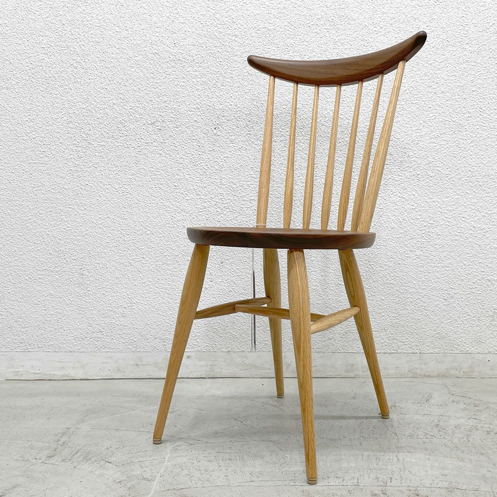 高山ウッドワークス ウィンザーキッチンチェア windsor kitchen chair W554 オーク×ウォールナット ウレタン塗装 未使用保管品 A 〓