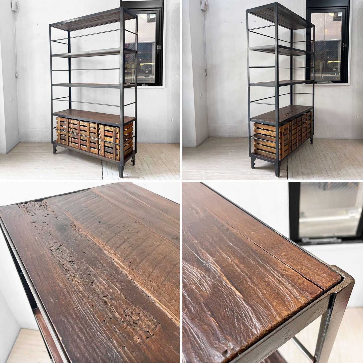 ジャーナルスタンダードファニチャー journal standard Furniture カルビ シェルフ CALVI SHELF 収納ボックス付き アイアン 古材 廃番 ★