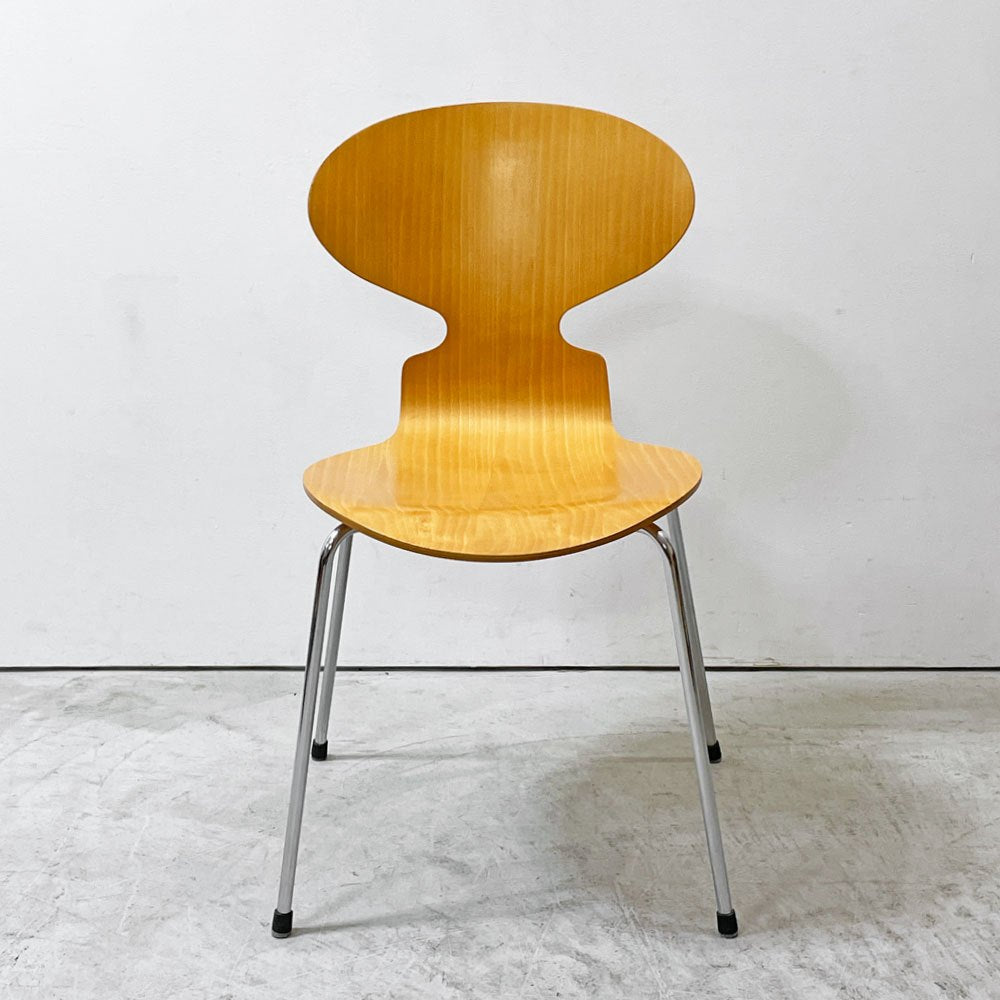フリッツハンセン Fritz Hansen アントチェア 4本脚 ナチュラルビーチ ラッカー アルネ・ヤコブセン 北欧家具 B ●