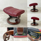 エコーネス EKORNES コンサル Consul ストレスレスチェア stressless リクライニングチェア オットマン付き クラシック レザー Mサイズ 2017年製 B ●