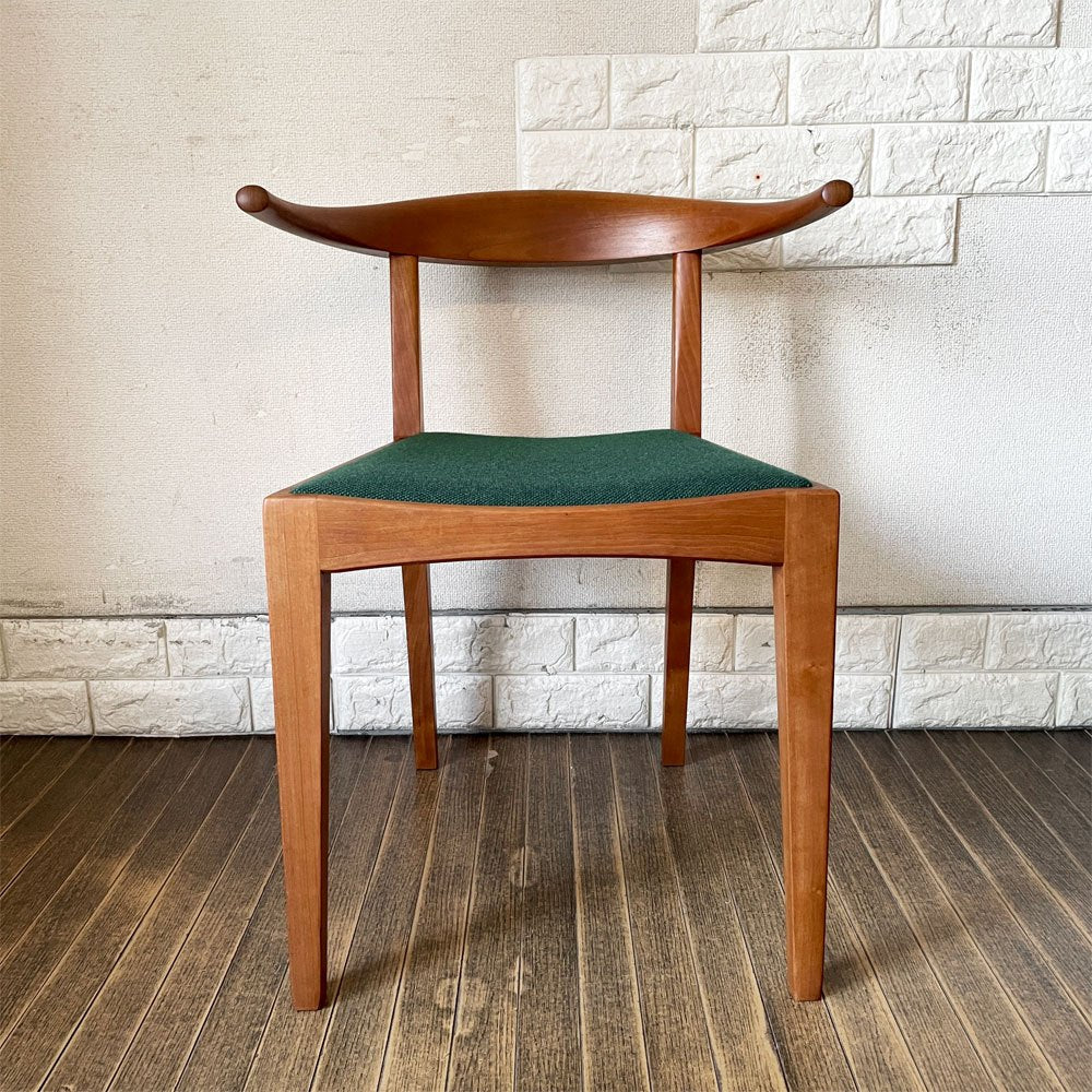 ウッドユウライクカンパニー WOOD YOU LIKE COMPANY アイチェア AI CHAIR ハーフアームチェア チェリー無垢材 クッションタイプ グリーンファブリック 座面張替済 ◎