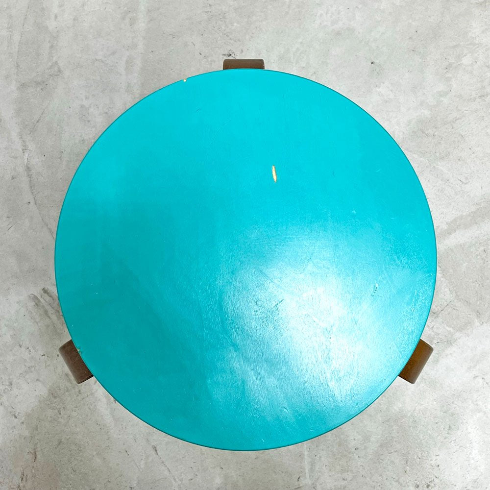 アルテック Artek スツール60 Stool60 3本脚 ターコイズ × ウォールナット ヘラ・ヨンゲリウス コレクション2015 80周年シール付 アルヴァ・アアルト ●