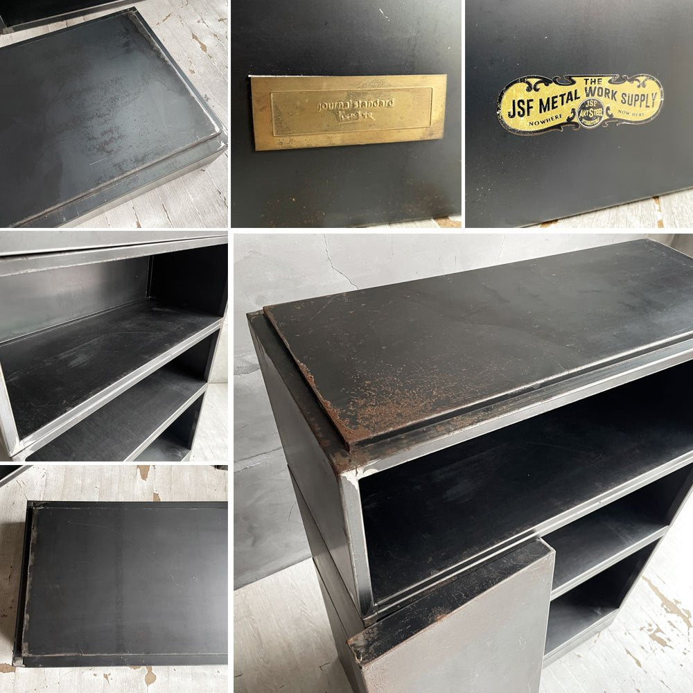 ジャーナルスタンダードファニチャー journal standard Furniture クリスティー CHRYSTIE スタッキングキャビネット3段 アイアン OPEN MODULE Sサイズ 2個 / Lサイズ 1個 + TOP&BOTTOM 合計定価￥112,200- ♪