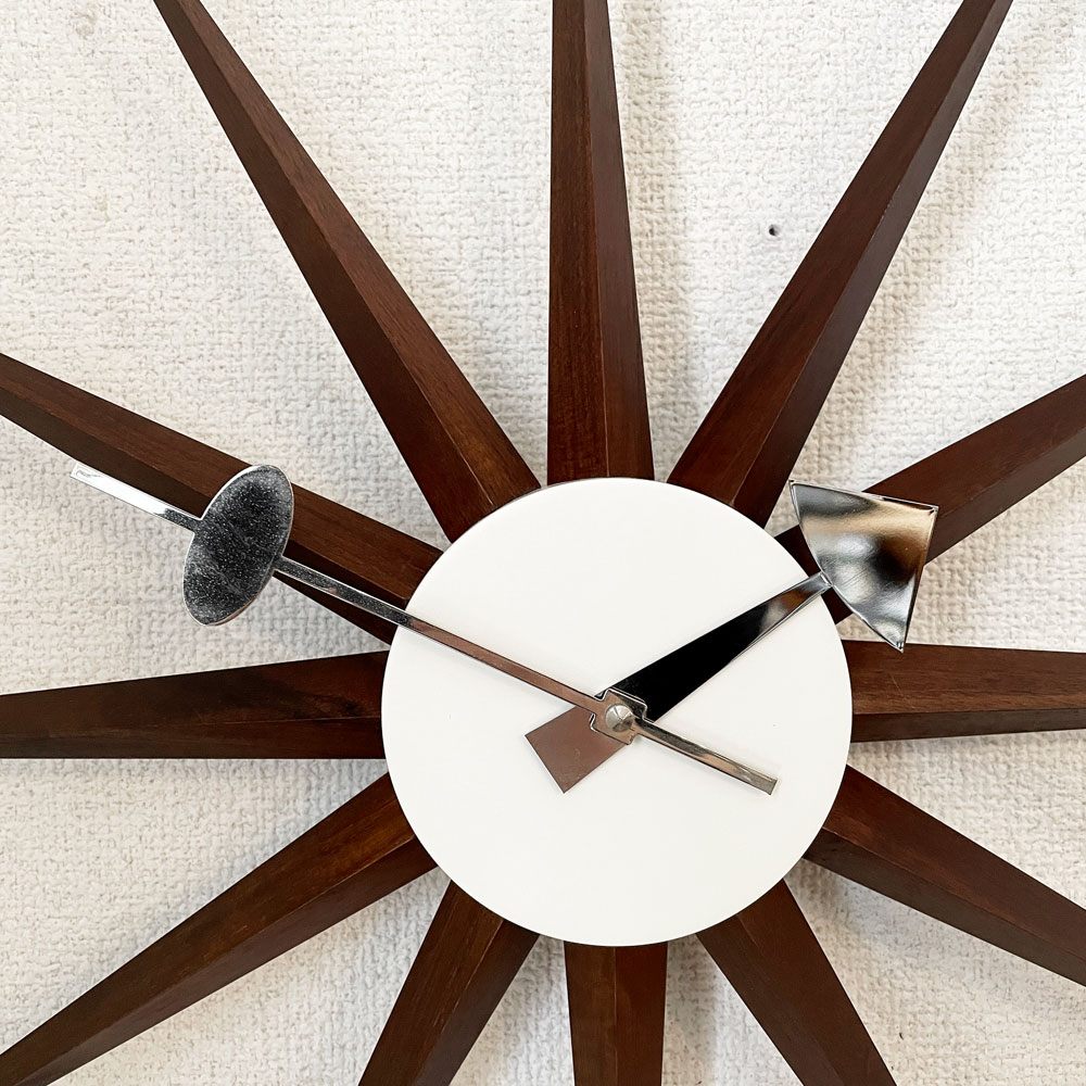 ヴィトラ vitra サンバーストクロック Sunburst Clock ウォールナット ウォールクロック 掛時計 Φ47cm ジョージ・ネルソン ミッドセンチュリー 定価￥68,200- ◎
