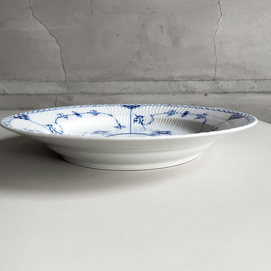 ロイヤルコペンハーゲン ROYAL COPENHAGEN ブルーフルーテッド ハーフレース ディーププレート 25.5cm 深皿 丸皿 陶器 北欧食器 廃番 美品 D ♪