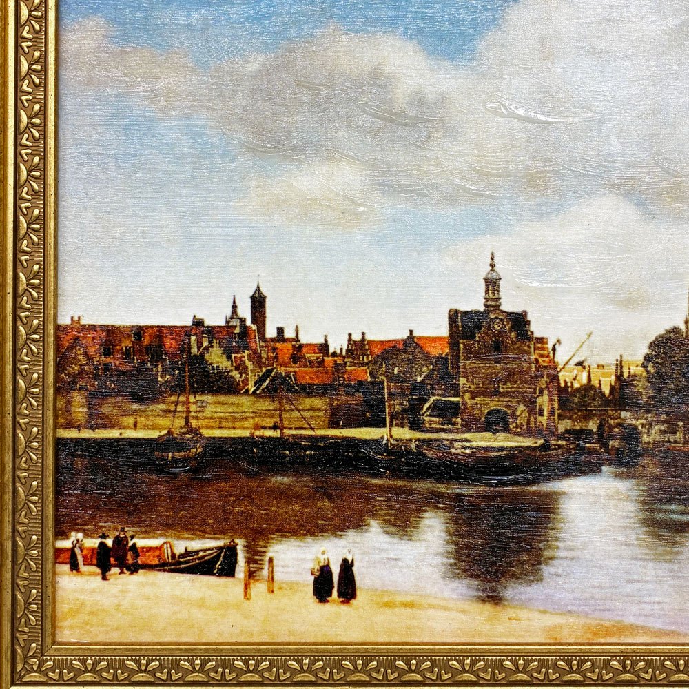 ヨハネス・フェルメール Johannes Vermeer デルフトの展望 立体複製名画 4号 額装付き ◎