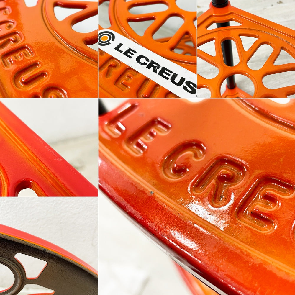 ルクルーゼ LE CREUSET ポットスタンド 5段 オレンジ ホーロー 鋳物 フランス 廃番 箱付き ●