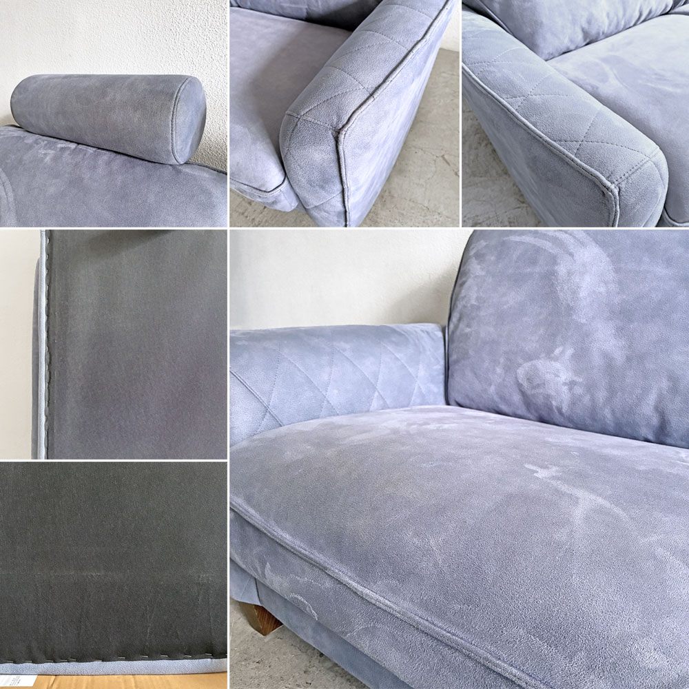 リラックスフォーム RELAX FORM コロンバス COLUMBUS 2.5人掛けソファ W174cm ブルーグレー系 レザーテックス ヘッドレスト付き 関家具 廃番サイズ  〓