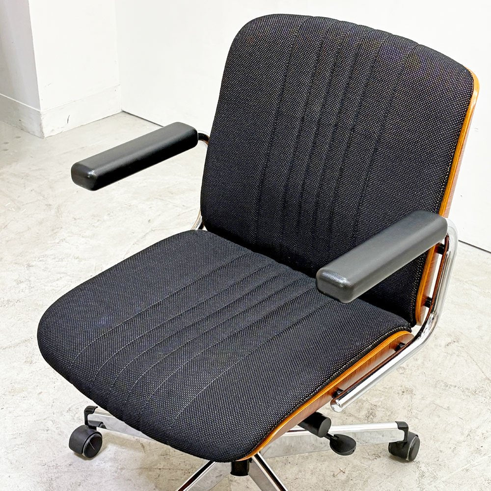 ジロフレックス giroflex ミドルバックアームチェア 83 ブラサ BRASA デスクチェア メッシュ ファブリック プライウッド スイス ミッドセンチュリー 現状品 ●