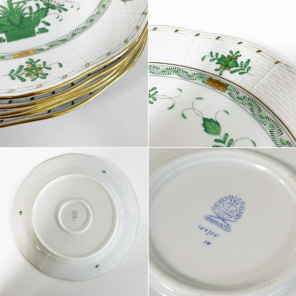 ヘレンド HEREND HVNGARY インドの華 プレート 5枚セット Φ30cm ハンドペイント 白磁食器 ハンガリー ●