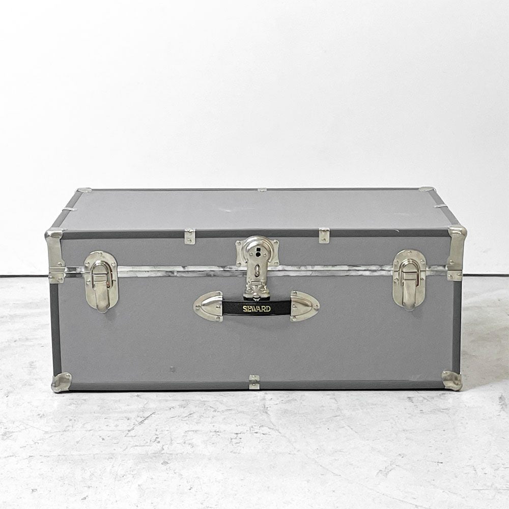 スワード トランク Seward Trunk トランクボックス ビニールレザー グレー系 鍵付き 収納 アメリカ ●