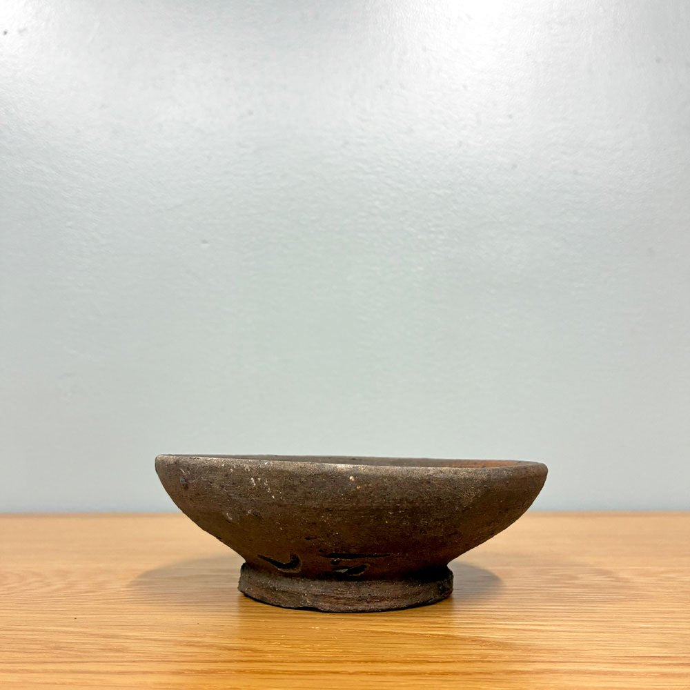森岡成好 Shigeyoshi Morioka 南蛮焼焼締  食器 平鉢 皿 丸皿 Φ14 現代作家 B ◎