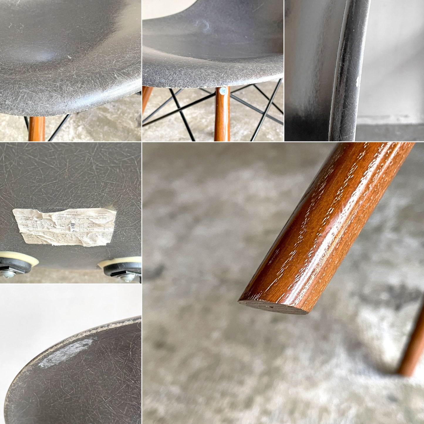 ハーマンミラー Herman Miller サイドシェルチェア セカンド 2nd FRP エレファントハイドグレー ドゥエルレッグ C&Rイームズ ミッドセンチュリー ■