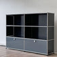 ユーエスエムハラー USM Haller モジュラーファニチャー キャビネット シェルフ サイドボード 2ハーフドロワー グラファイトブラック & アントラサイト 定価￥427,488- ◇