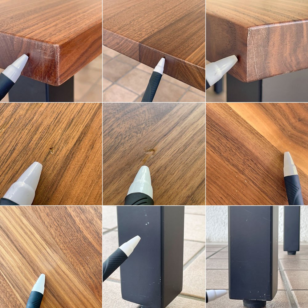 かなでもの KANADEMONO ザ・テーブル THE TABLE デスク W140xD74.5cm ウォールナット スクエアバー脚 配線孔オプション スリット ◇