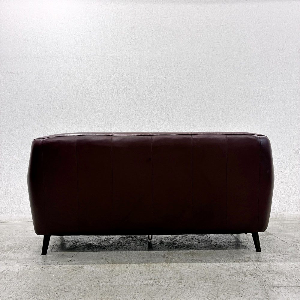 IDC大塚家具 OTSUKA ディアリー Dearly 3人掛けソファ 総革張り バーガンディ系レザー W180cm カタログ定価￥158,000-以上 廃番 〓