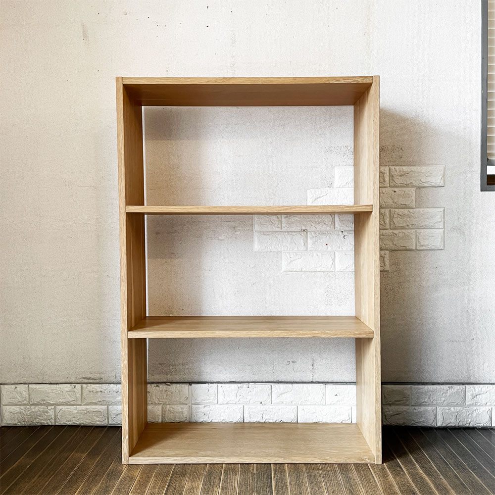 無印良品 MUJI スタッキングシェルフ ワイド 1列3段 オーク材 W81.5cm オープンシェルフ 本棚 飾り棚 シンプルデザイン 定価￥22,900- ◎
