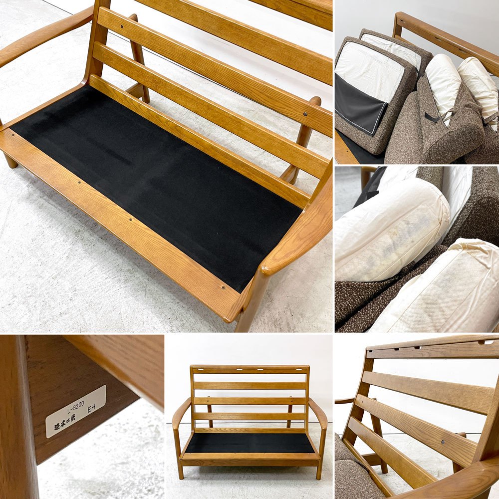 浜本工芸 L8200 2シーターソファ ハイバック W140cm オーク材 ファブリックシート 国産家具  ●