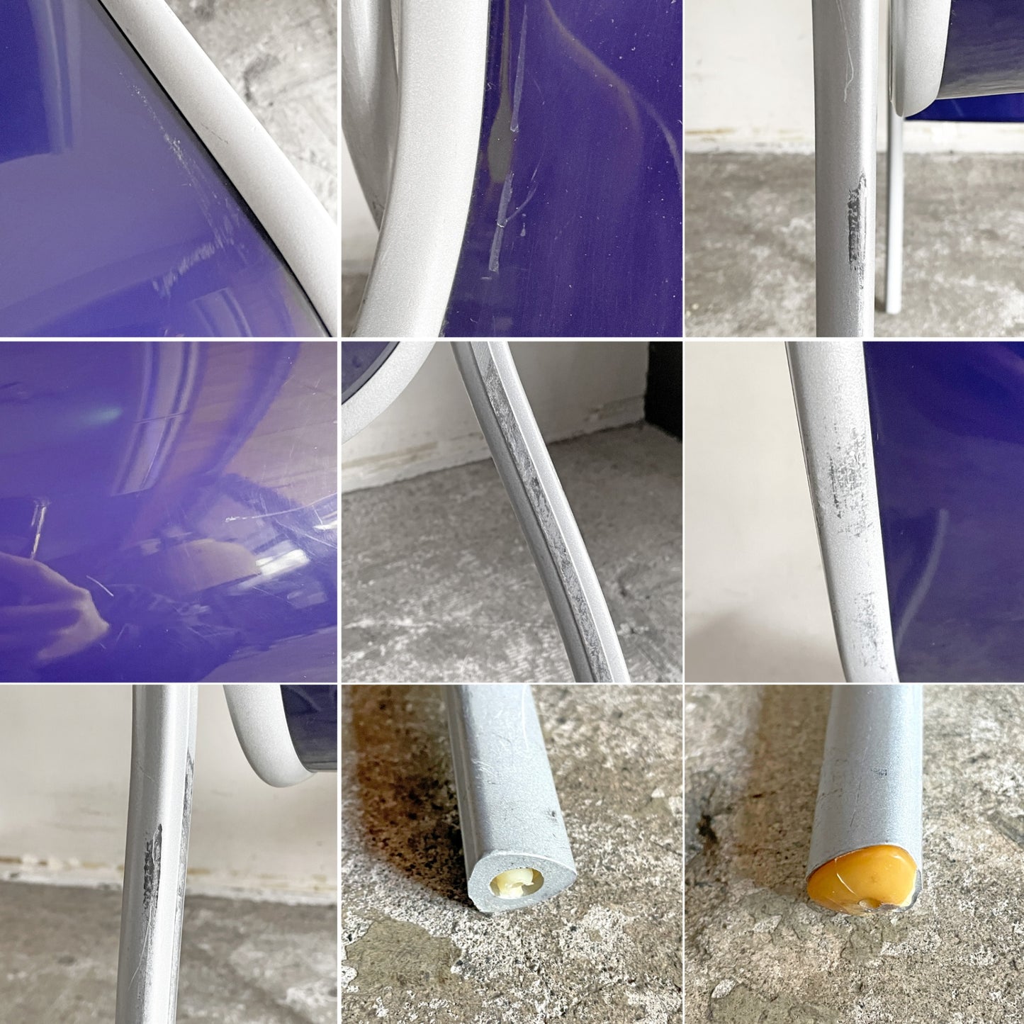 カルテル Kartell FPE chair スタッキングチェア ダイニングチェア 2脚セット アルミ ポリプロピレン ブルー ロンアラッド イタリアモダン 廃番 B ■