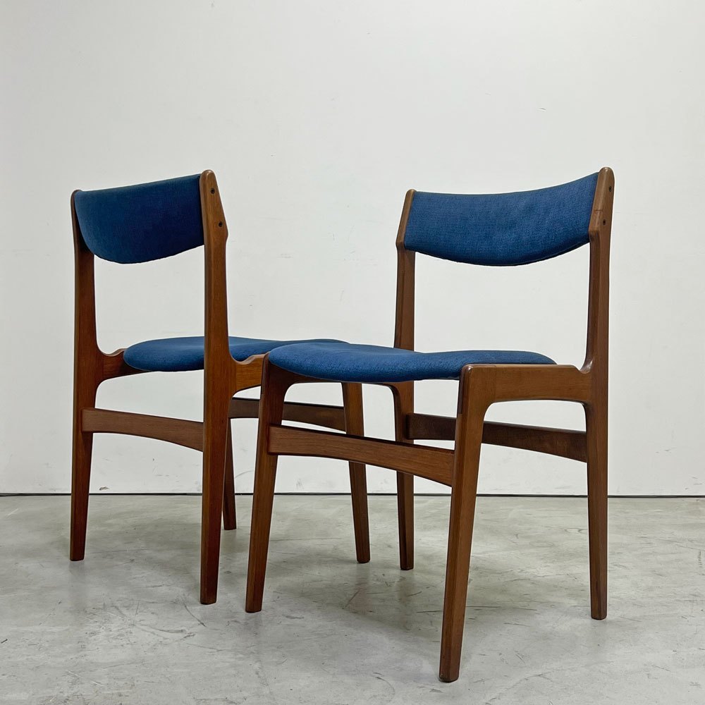 アンダーストルップ Anderstrup Mobelfabrik ダイニングチェア チーク材 ファブリックシート ネイビー系 エリック・バック Erik Buch デンマーク ビンテージ 北欧家具 B ●