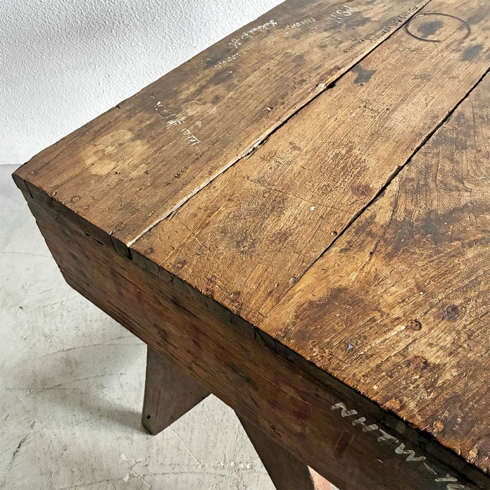 ピエールジャンヌレ Pierre Jeanneret スモールデスク スクールデスク W83cm チーク無垢材 Vレッグ チャンディーガル オリジナルビンテージ 希少 〓