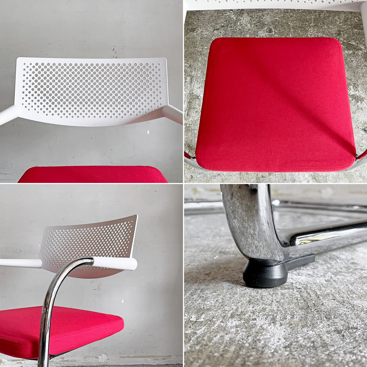 ヴィトラ vitra ビザビ2 Visavis2 アームチェア デスクチェア ホワイト/レッド系 カンティレバー スタッキング可能 アントニオ・チッテリオ B ■