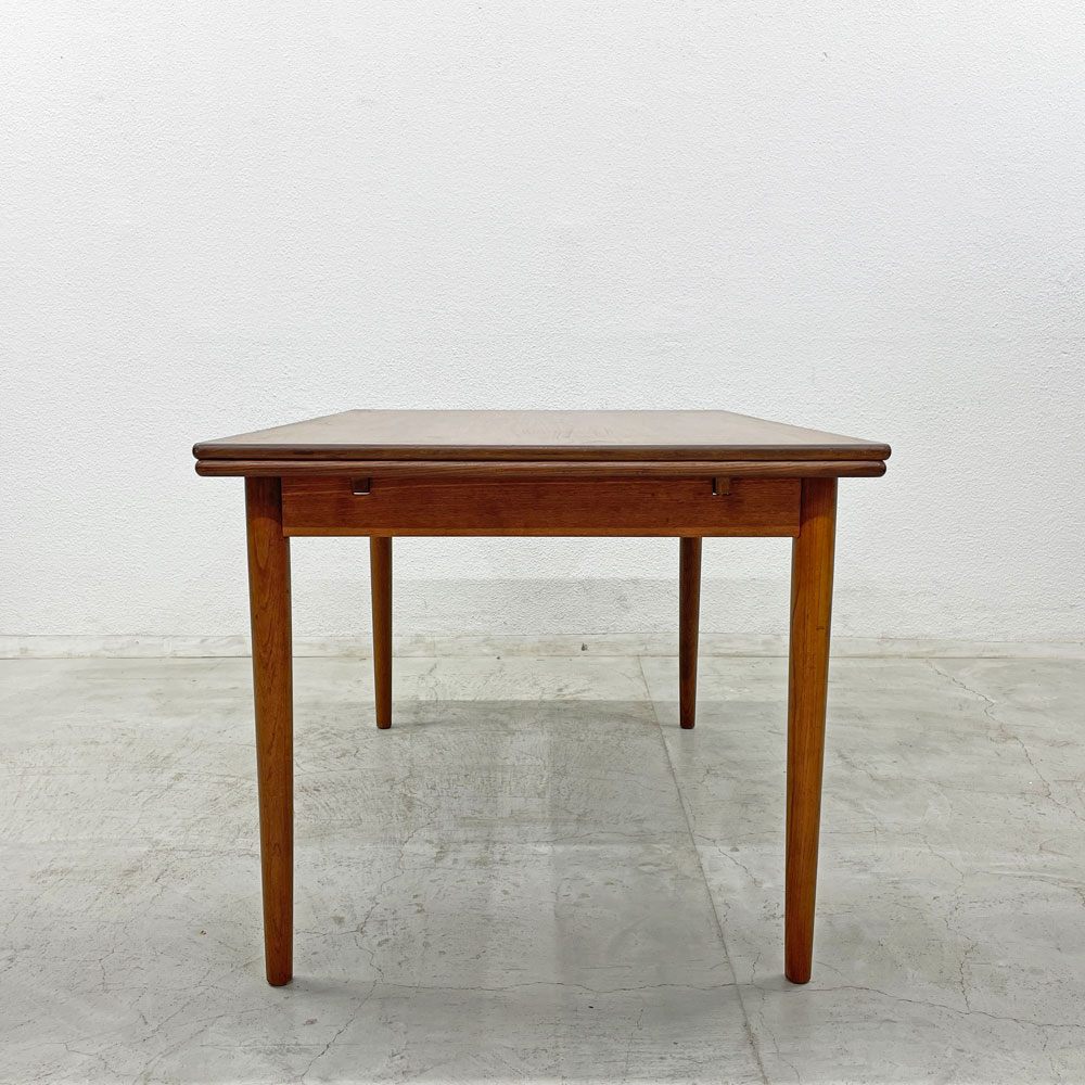 北欧ビンテージ Danish Vintage チーク材 エクステンション ダイニングテーブル ドローリーフ式 デンマーク 〓