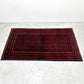 ビンテージ Vintage トルクメン トライバルラグ カーペット 絨毯 ワインレッド 213×125cm アンティーク調 ●