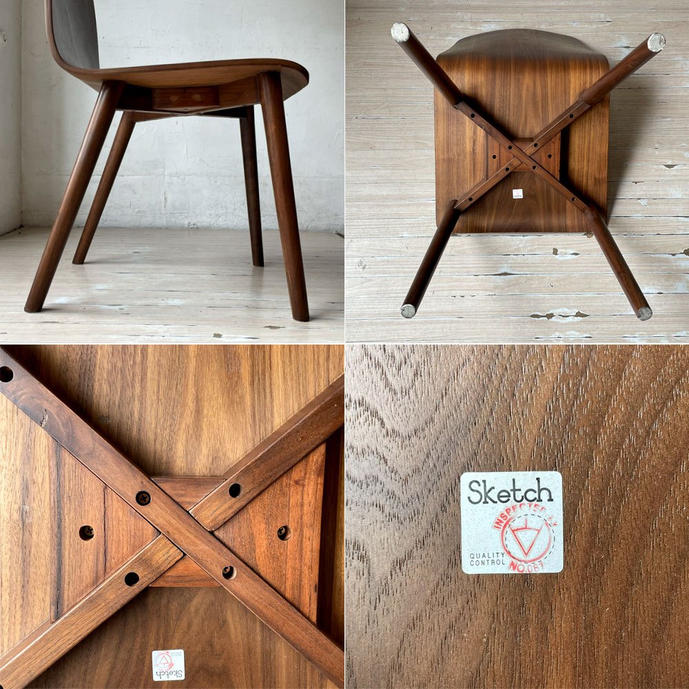 スケッチ Sketch タミチェア TAMI Chair ダイニングチェア オーク材 プライウッド ウォールナットカラー 北欧 デンマーク moda en casa取扱 定価￥34,100- B ★