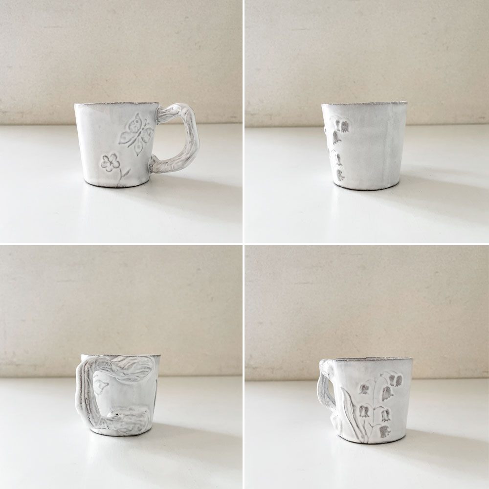 アスティエ・ド・ヴィラット Astier de Villatte フルール Fleurs コーヒーカップ スズラン H7cm ナタリー・レテ フランス 定価￥23,760- ◎