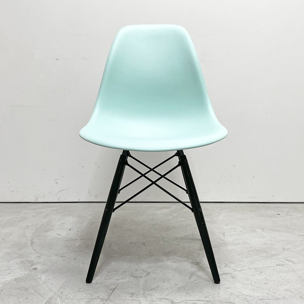 ハーマンミラー HermanMiller サイドシェルチェア ドゥエルレッグ DSW アクアスカイ × エボニー ポリプロピレン製 イームズ ミッドセンチュリー B ●
