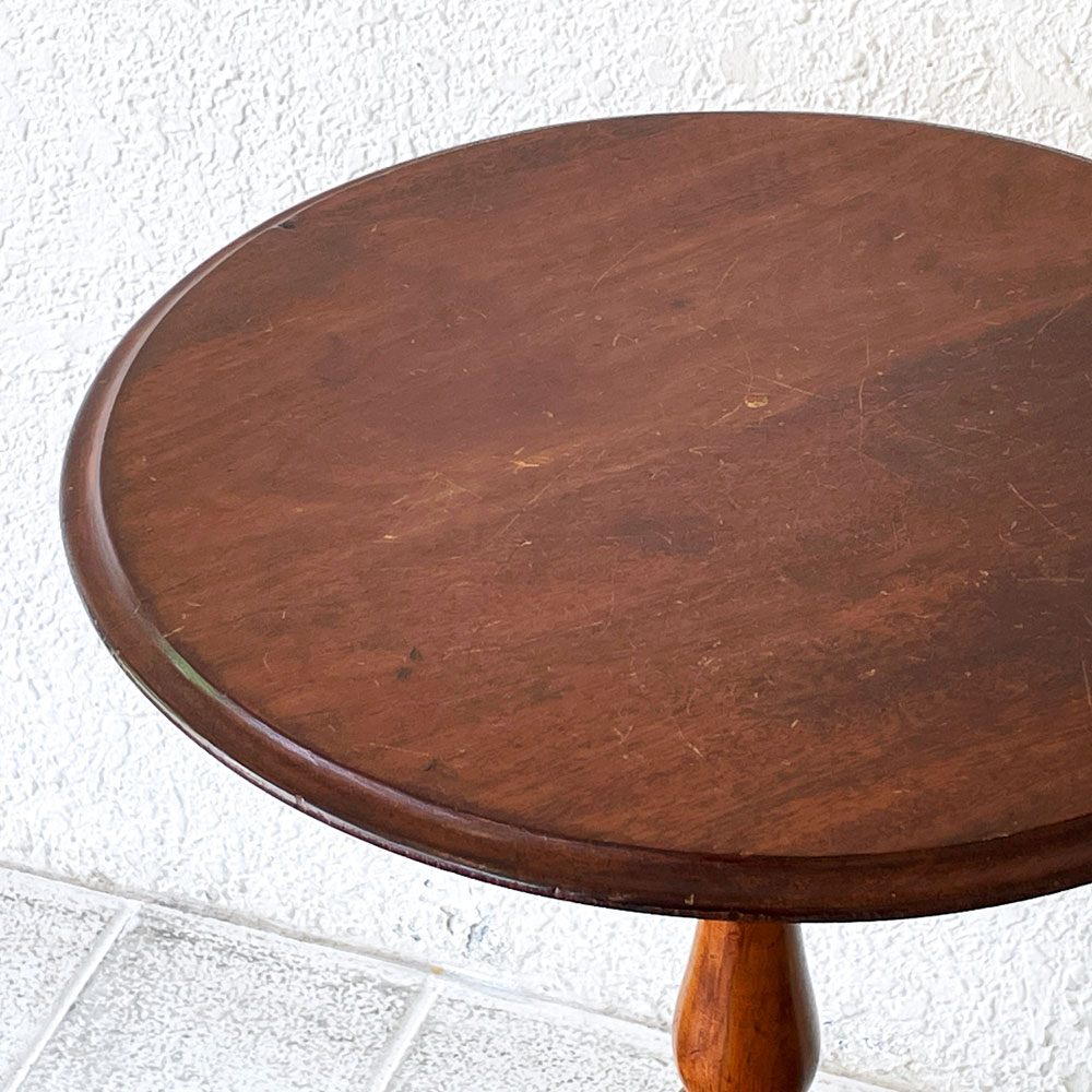 ロイズアンティークス Lloyd's Antiques UKビンテージ ソファサイドティーテーブル オーク材 Φ50cm 花台 ディスプレイテーブル 英国家具 ◇