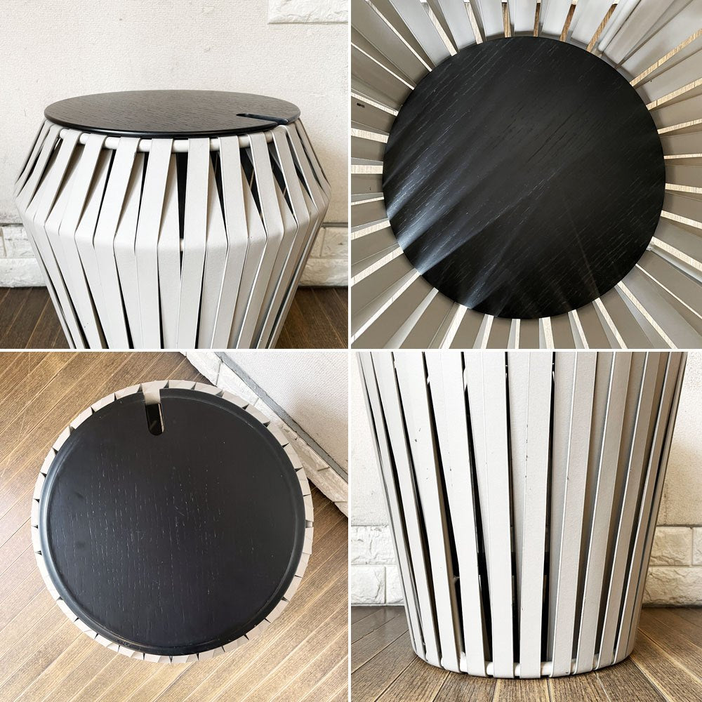 ボーコンセプト BoConcept バレンシア VALENCIA SIDE TABLE サイドテーブル 収納バスケット ボンデッドレザー グレー Φ41cm モートン・ゲオーセン 廃番 ◎