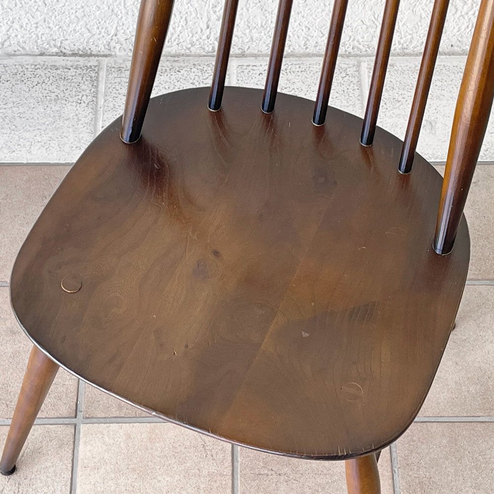 アーコール Ercol ゴールドスミス ダイニングチェア コロニアル ハイバック エルム材 ダークブラウン ブルーラベル UKビンテージ 英国 ◇