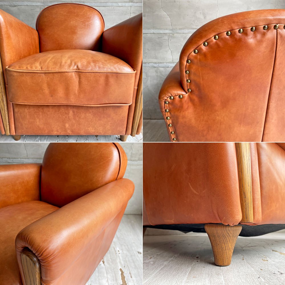 アクメファニチャー ACME Furniture オーククラブチェア OAKS CLUB CHAIR ラウンジチェア 1Pソファ スムースレザー 本革 オーク材 参考定価￥165,000- ♪