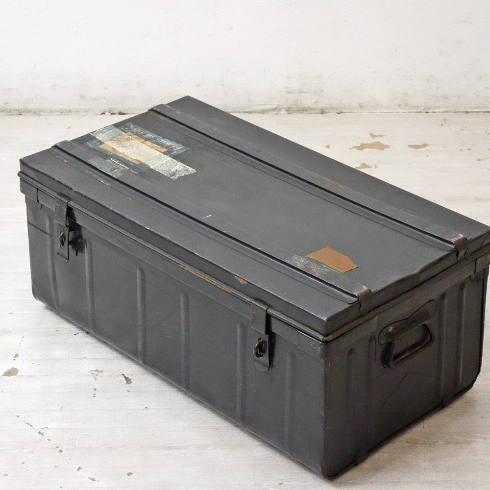 ビンテージ Vintage スチール トランクケース 収納ボックス インダストリアルデザイン 店舗什器 ●