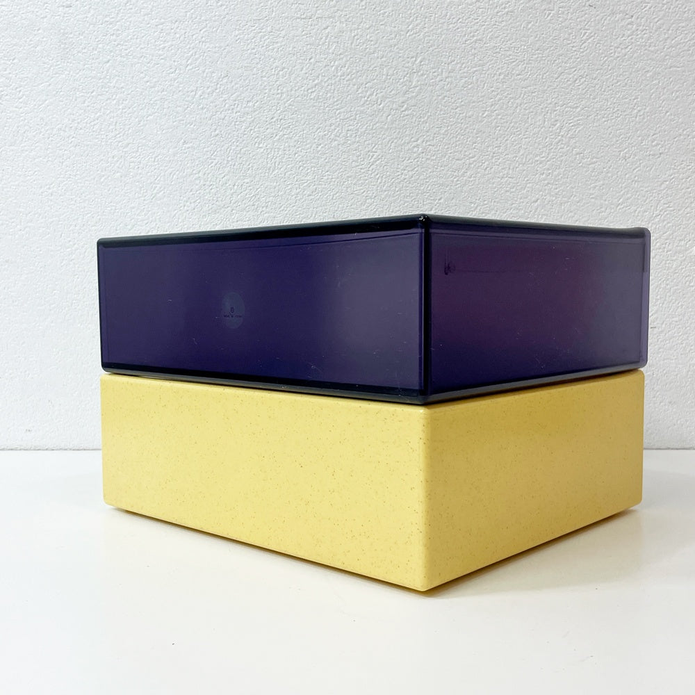 タッパーウェア Tupperware システムドロワー ワイド クリアブルー×イエロー H17cm 2個セット ●