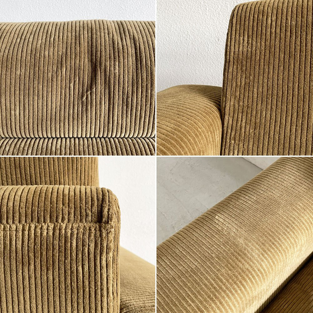 トラックファニチャー TRUCK FURNITURE FKソファ FK SOFA 1.5シーター F-21 グリーンコーデュロイ ウォールナット無垢材 定価￥315,700- 〓