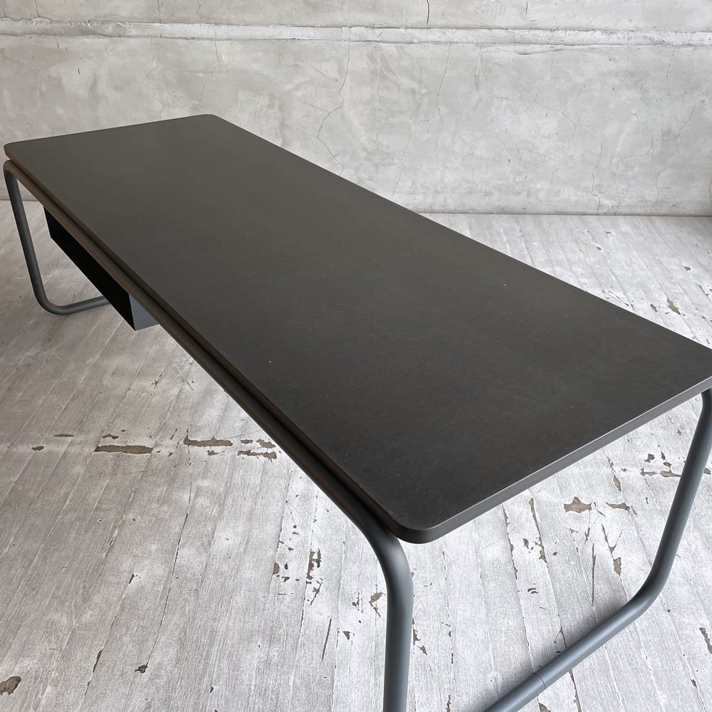 無印良品 MUJI × トーネット THONET スチールパイプ ローテーブル Lサイズ ラック付き ダークグレー ドイツ バウハウス 廃番希少 ♪