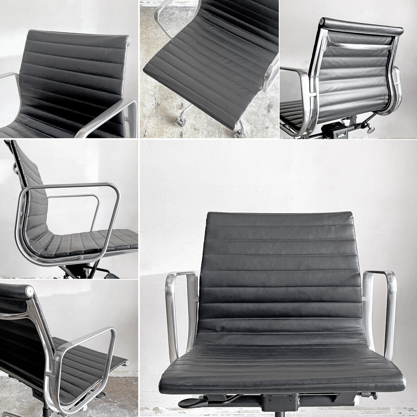 ハーマンミラー Herman Miller イームズアルミナムグループチェア マネージメントチェア アルミバフベース ガス圧昇降仕様 5本脚 キャスタータイプ 本革 イームズ ■