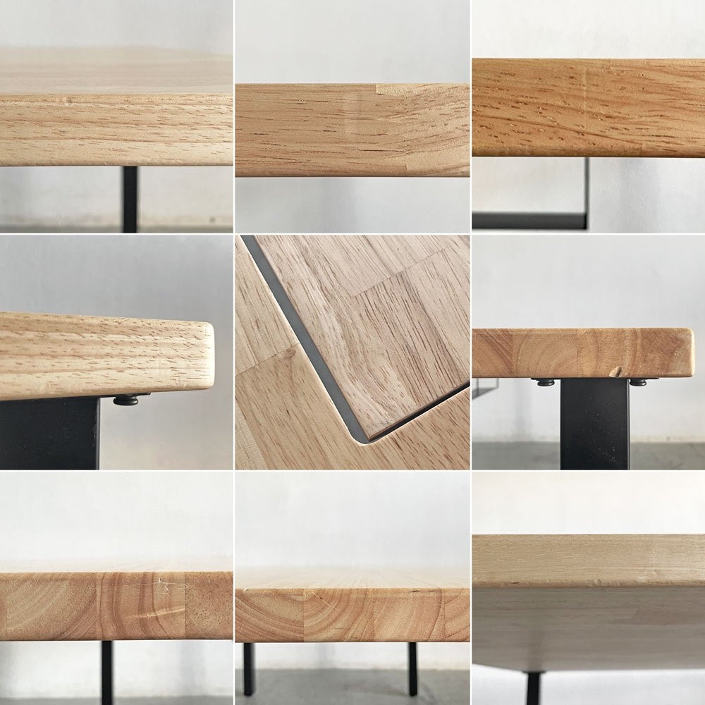 かなでもの KANADEMONO ザ・テーブル THE TABLE Black Steel デスク W150×D100cm ラバーウッド ナチュラル 配線トレー付 〓